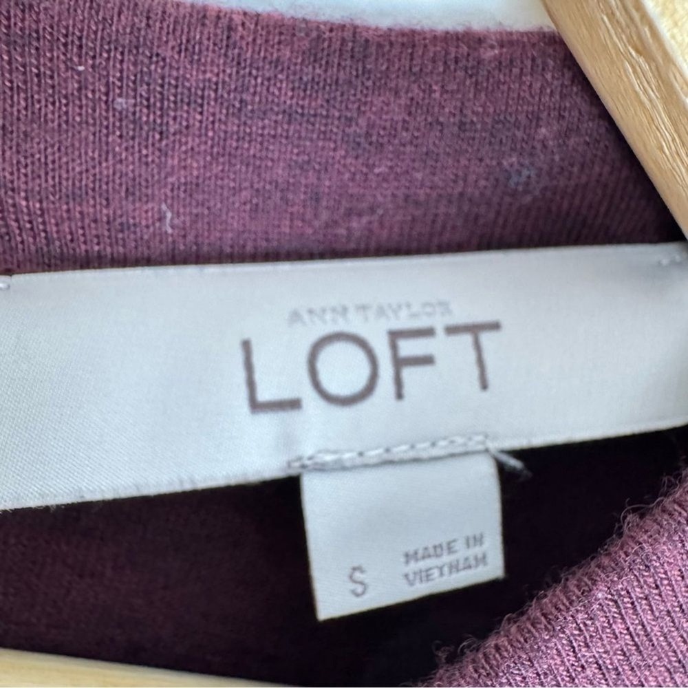LOFT Tunic Shirtdress Womens S Maroon Burgundy Jersey Knit Tie Neck Office - Picture 8 of 12